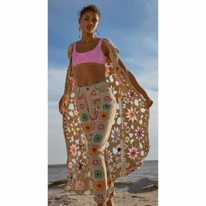 NEW Free People Zuri Crochet Mom Jeans Sedona Sunset 26